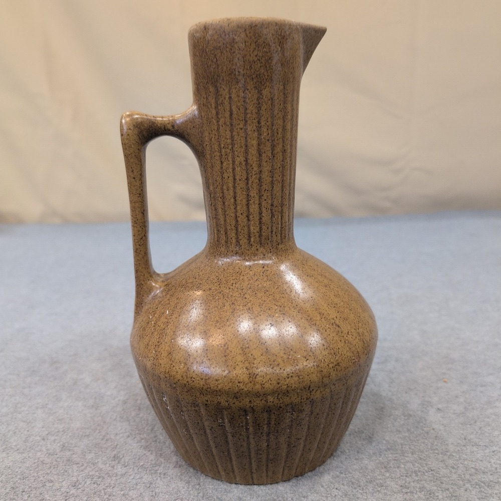 Vintage Monmouth Pottery‎ Brown Speckled Stoneware Pitcher Maple Leaf USA - Picture 6 of 10